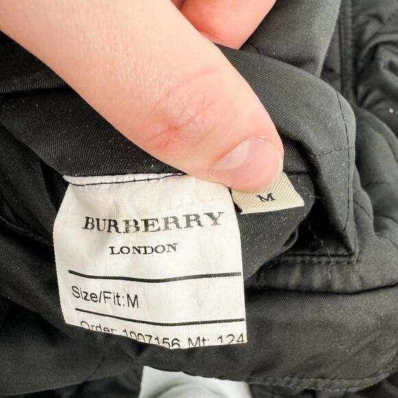 Burberry Coat Black Sz M Quilted Puffer Winter Plaid Jacket Check Brit Light - Picture 5 of 16